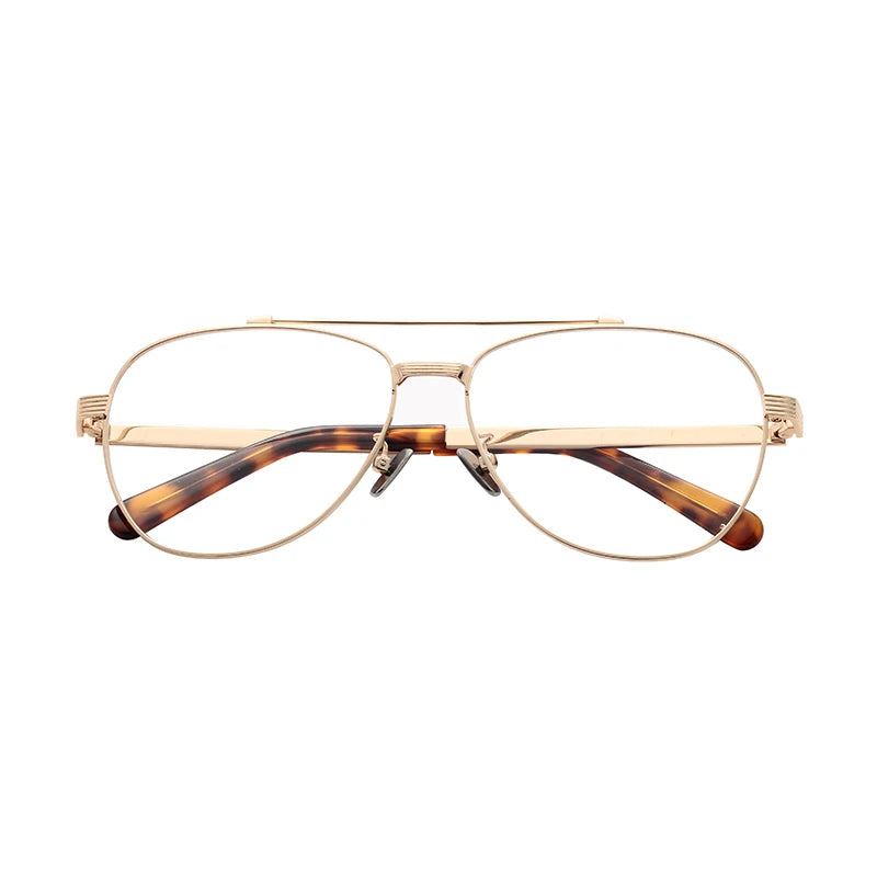 Unisex Oversized Metal Glasses Anti-Blue Light Double Bridge Retro Style UV400 for Men Blue Ray Blocking Myopia Eyewear Frames