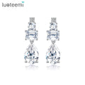 LUOTEEMI Earing Woman Wedding Fashion Zircon Designer Big Elegant Large Jewelry Geometric Bridal Earrings