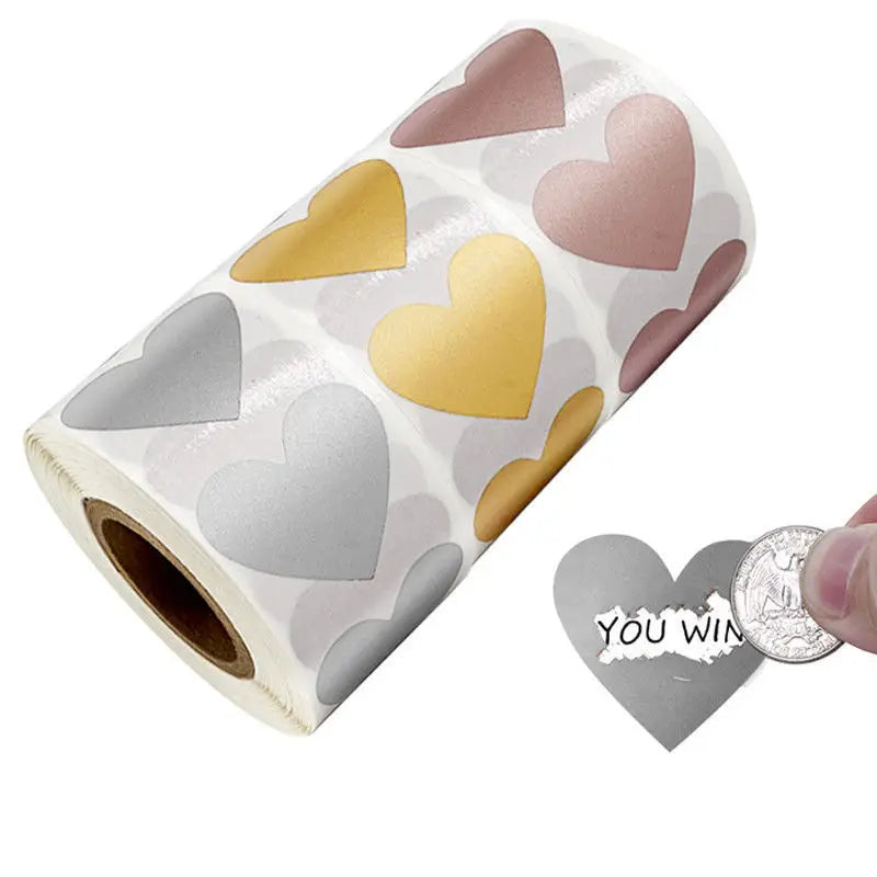 Custom Scratch Cards Heart Shape Scratch Off Sticker