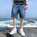 Mens Cargo Shorts Denim Pant Black Blue Elastic Waist Regular Fit Multi Pocket Trousers Short Jeans