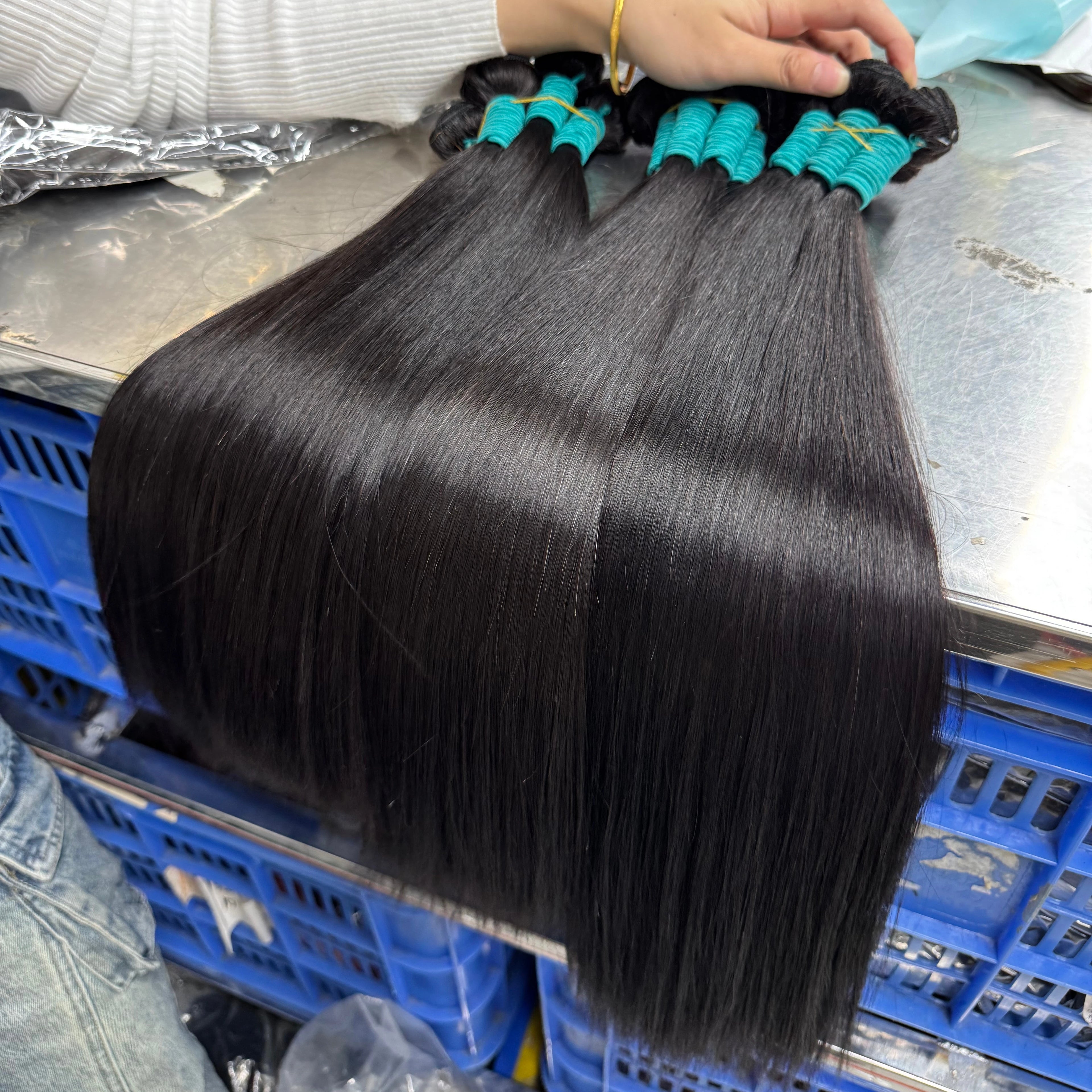 Wholesale Raw Indian Hair Extension50G Straight Cuticle Aligned HairOmbre Color Short 8 Inch Virgin Hair Bundle with Closure