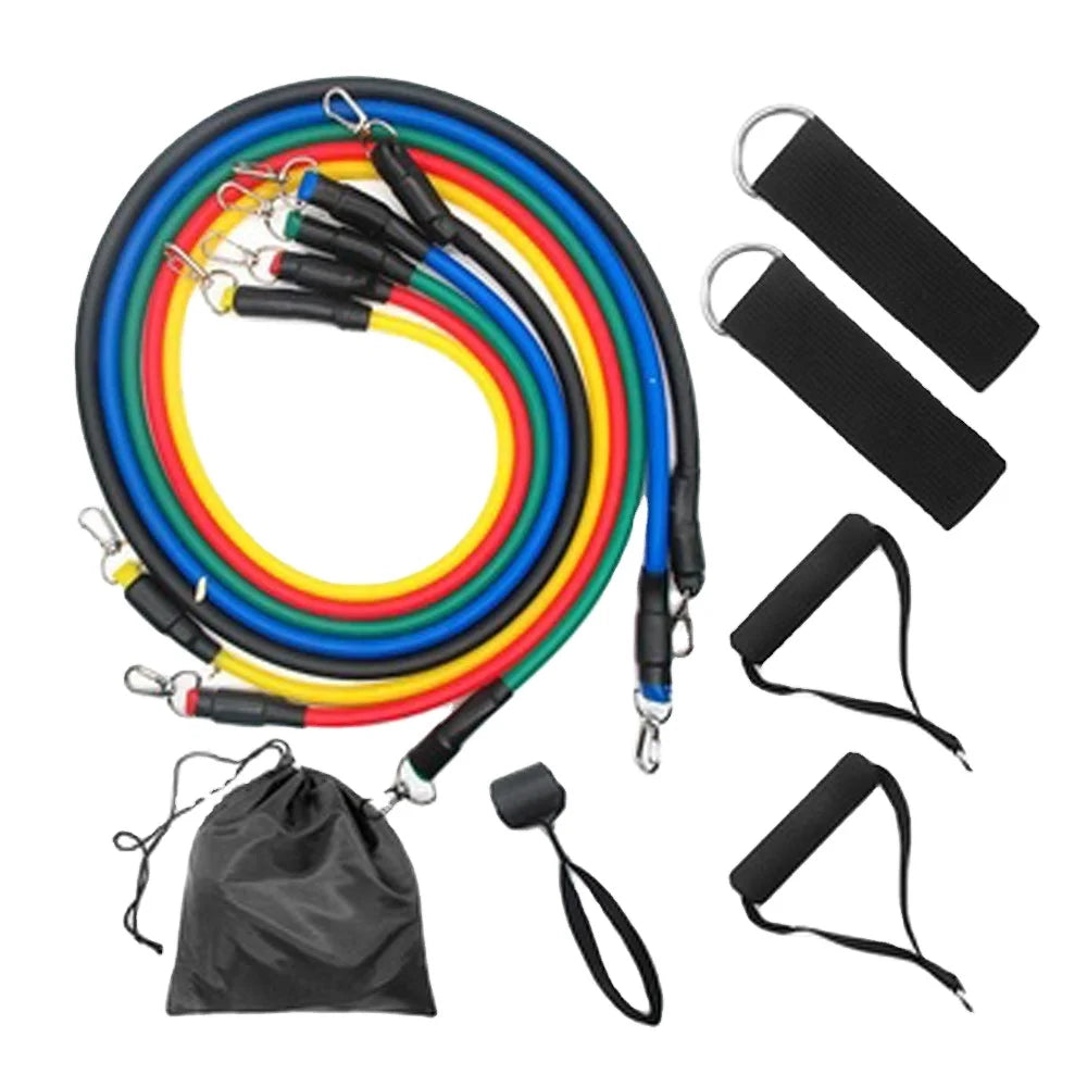 FDFIT 11pcs Set Fitness Latex TPE Resistance Bands Tubes Set for Elastic Training Gym Home Fitness Accessories