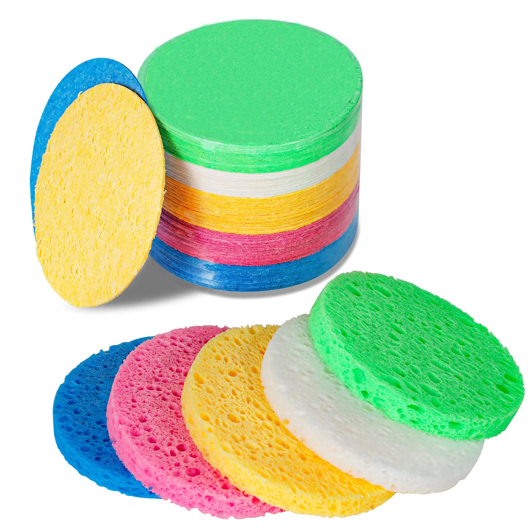 Soft Compressed Wood Pulp Sponge Pad Round and Heart Shaped Facial Cleaning Tool Washable Makeup Remover for Face