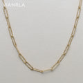 VIANRLA 925 Sterling Silver Paperclip Chain 18k Gold Necklace