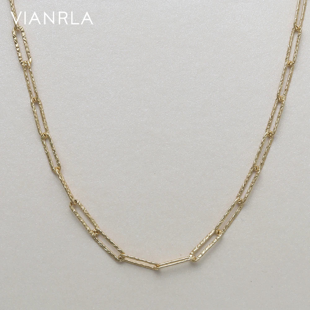 VIANRLA 925 Sterling Silver Paperclip Chain 18k Gold Necklace