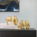 Hot Sale Golden Rhino Resin Sculpture Set Modern Home Decor for Living Room Study Room Luxury Animal Statue Collection
