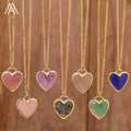 Small Heart Stone Pendant Necklace  Healing Crystals Faceted Charm Necklaces Wholesale Jewelry