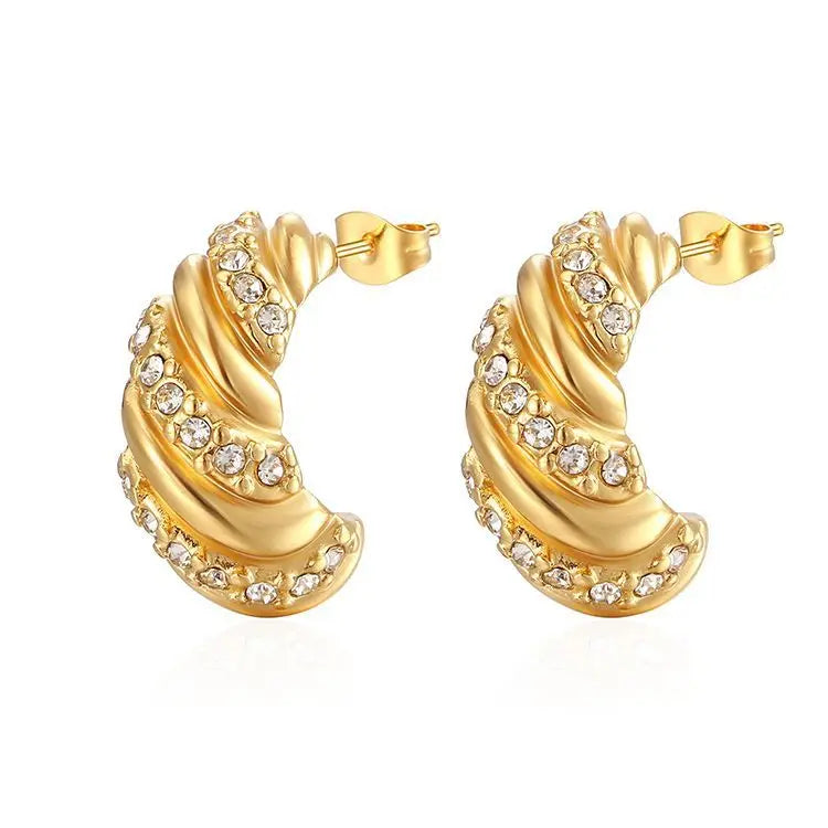 Minimalist 316L Stainless Steel Casting Huggie Earrings Irregular Shape Geometric Croissant Shape Earrings Earrings f