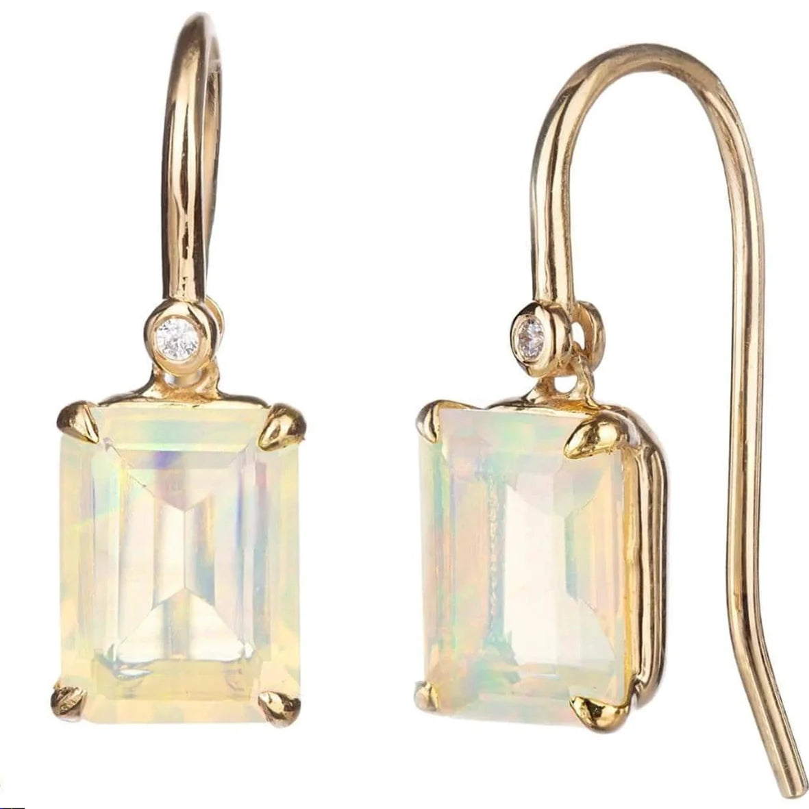 Fashion Opal Jewelry Unique Delicate Square Shaped Opal Crown Stud Earrings S925 Gold Plated Fine Jewelry