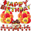Boy Birthdays Decorations Fire Truck Theme Party Kids Happy Birthday Banner Cupcake Toppers Latex Balloons Boys Birthday Party