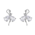 925 Sterling Silver Zircon Ballet Dancer Stud Earrings for Women New Jewelry
