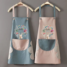LOW MOQ Fashion Household Kitchen Apron Wipeable Waterproof and Oil-Proof Women's Kitchen Apron