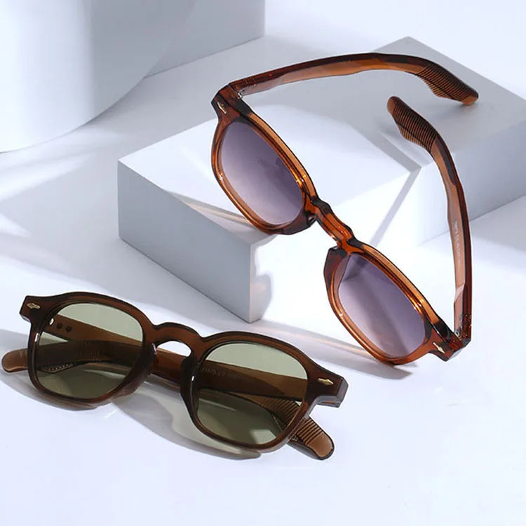 Retro Rice Nail Square Sunglasses Women Men Luxury Brand Transparent Blue Sun Glass Man Unisex Ocean Lenses Shades Oculos De Sol