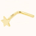 14Kt Gold Star Shape Top L Bend Nose Stud Rings Piercing Jewelry