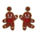 Bohemian Handmade Knit Earrings Christmas Cartoon Cute Seed Bead Bear Earrings for Women