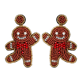 Bohemian Handmade Knit Earrings Christmas Cartoon Cute Seed Bead Bear Earrings for Women