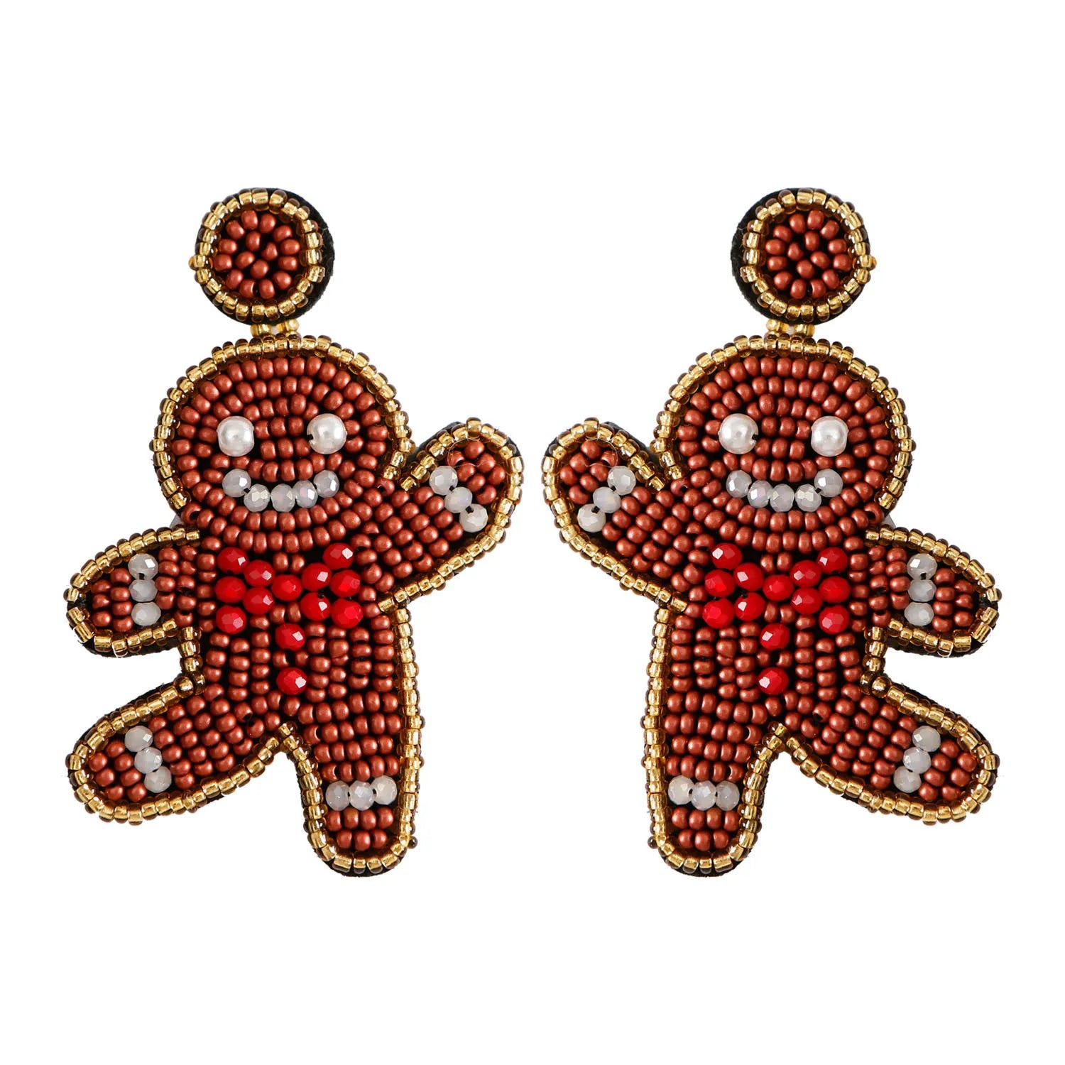 Bohemian Handmade Knit Earrings Christmas Cartoon Cute Seed Bead Bear Earrings for Women