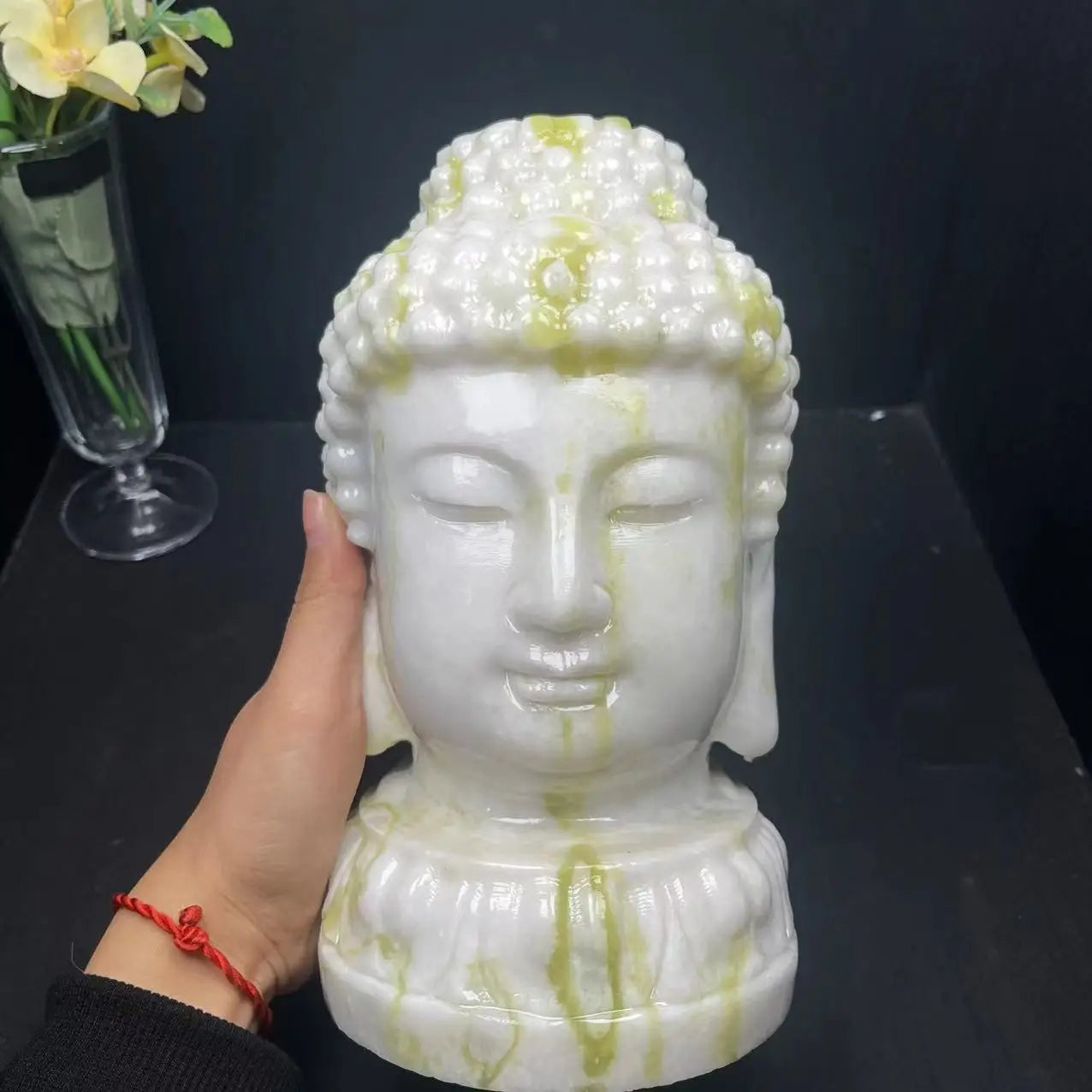 Wholesale Natural Nephrite Crystal Crafts Healing Stones XiuYan Jade Buddha Head for FengShui Gift