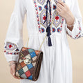 Westal Luxury Ladies Bohemia Patchwork Shoulder Small Bag Cell Phone Purse Women Genuine Leather Crossbody Bags for Women
