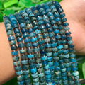 Wholesale Kuoyu F11445 6*4mm Flat Round Natural Blue Apatite Loose Gem Stone Wheel Beads for Bracelet Necklace Making DIY