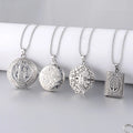 Silver Color Photo Picture Locket Necklaces Stainless Steel Oval Month Flower Design Pendant Necklaces Women Gift