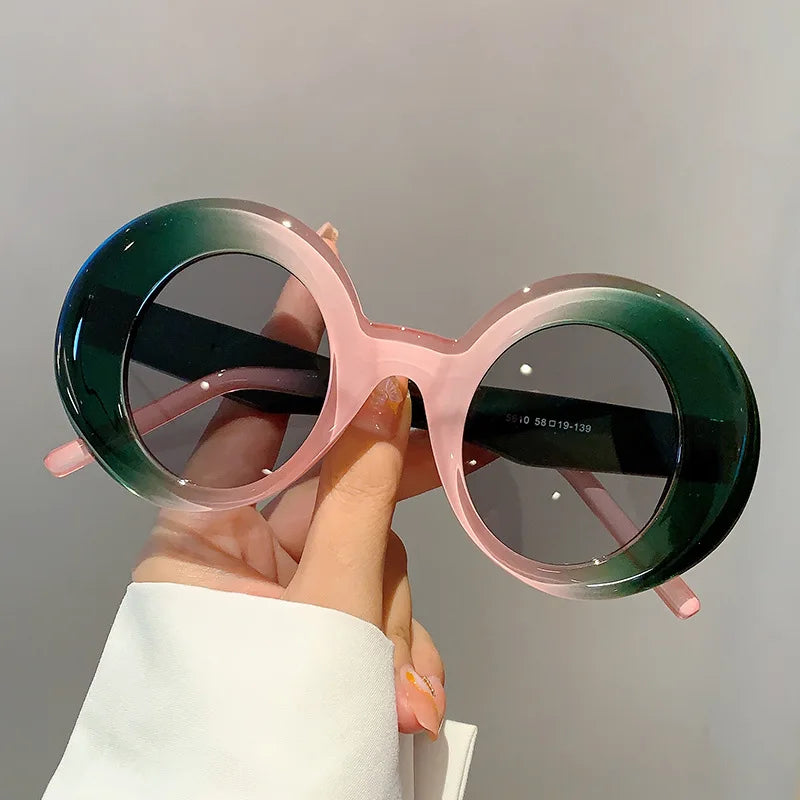 2024 Fashion Color Collision Round Frame Sunglasses Personality Simple Anti Ultraviolet Sunglasses