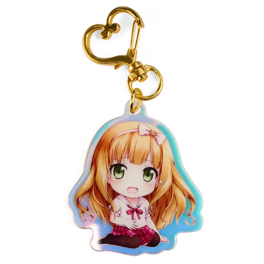 Personalised Kawaii Printed Cute Keychain Flower Plastic Plant Keyring Acrylic Charms Custom