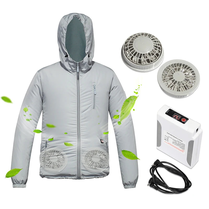 Custom Air Conditioned Long Sleeve Casual Coats Cooling Jacket Clothing With Mini Fan