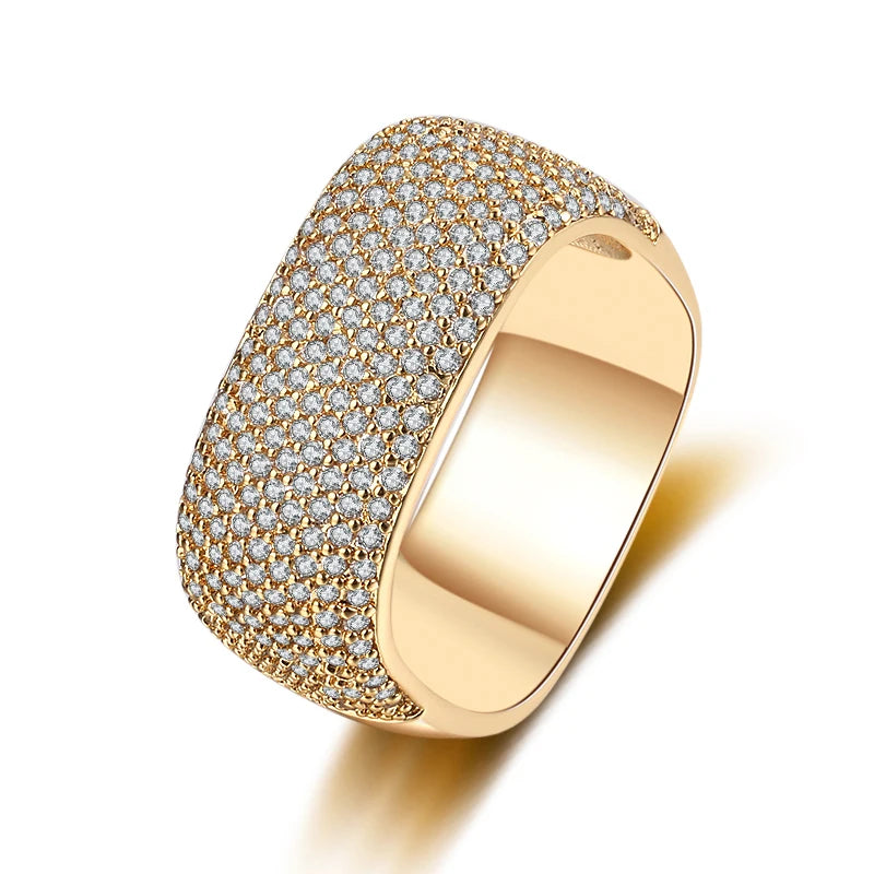 2022 Best Selling 18K Gold Plated Brass Hip Hop Gemstone Rings Trendy Crystal Zircon Women's Ring