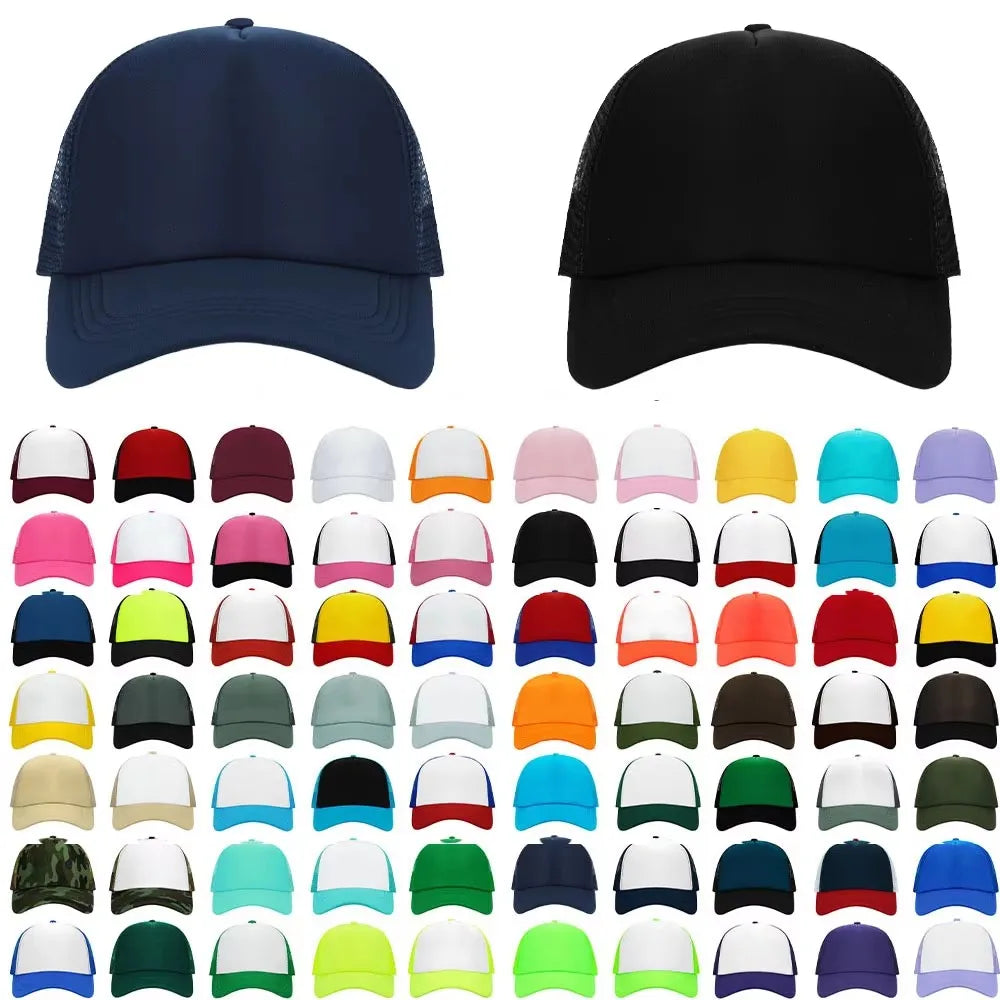 Splicing Color Foam Trucker Hats With Print Embroidery Logo Sport Caps 5 Panel Custom Puff Printing