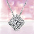 CAOSHI New 925 Silver Plated Bride Jewelry Classic Chain Women Sparkling Princess Cut Diamond Cubic Zircon Pendant Necklace