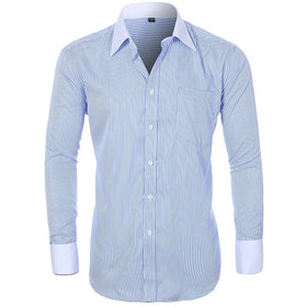 2023 Custom Striped Dress Shirts Men's Office Full Season Classic Long Sleeved French Cuff Designer Business Mens Formal Shirt