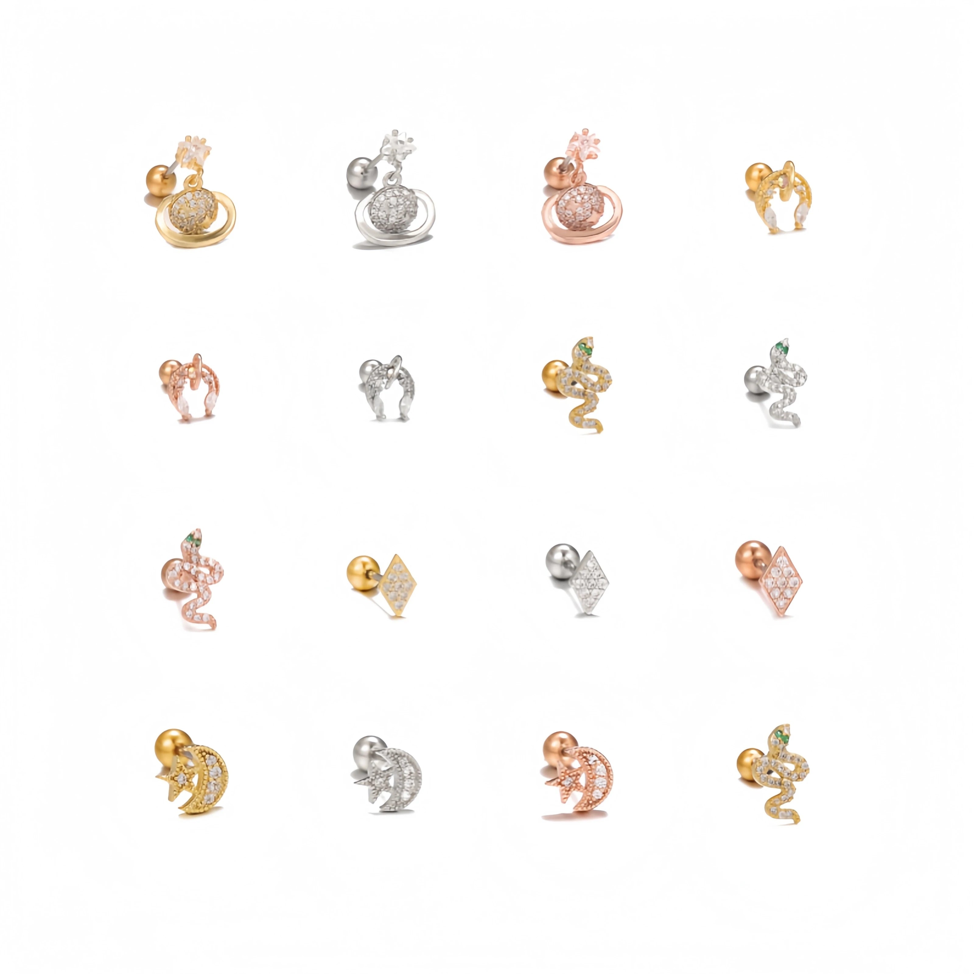Sweet Fashion Saturn Moon Star Earrings Temperament Spice Girl Niche Design Piercing Bone Stud Earrings