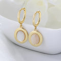 Retro Fashion Aretes Jewelry 925 Sterling Silver Ladies Elegant Oval White Shell Geometric Huggies Hoop Earrings Wholesale