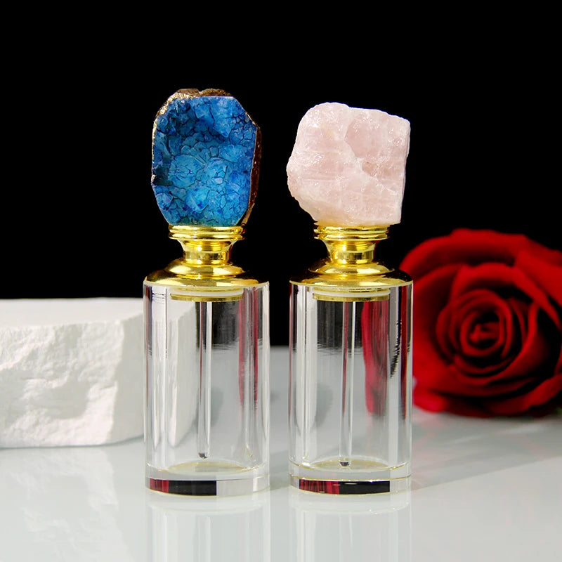 30ml 50ml 100ml Big Capacity Agate Stone Perfume Oil Bottle Cylinder Fragrance Oil Crystal Display Bottle Packaging Box