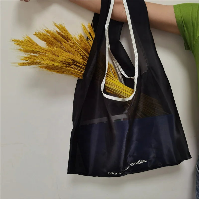 Recyclable Hot Sale 2023 Fashion Wedding Organza Bag Organza Fabric Handle Bag with Logo Embroidery Holiday Organza Tote Bags