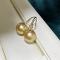 Luxury 18K Gold Earrings with 12mm Natural Golden South Sea Pearl AU750 Women's Fashion Jewelry & Loose Pearls for Designers