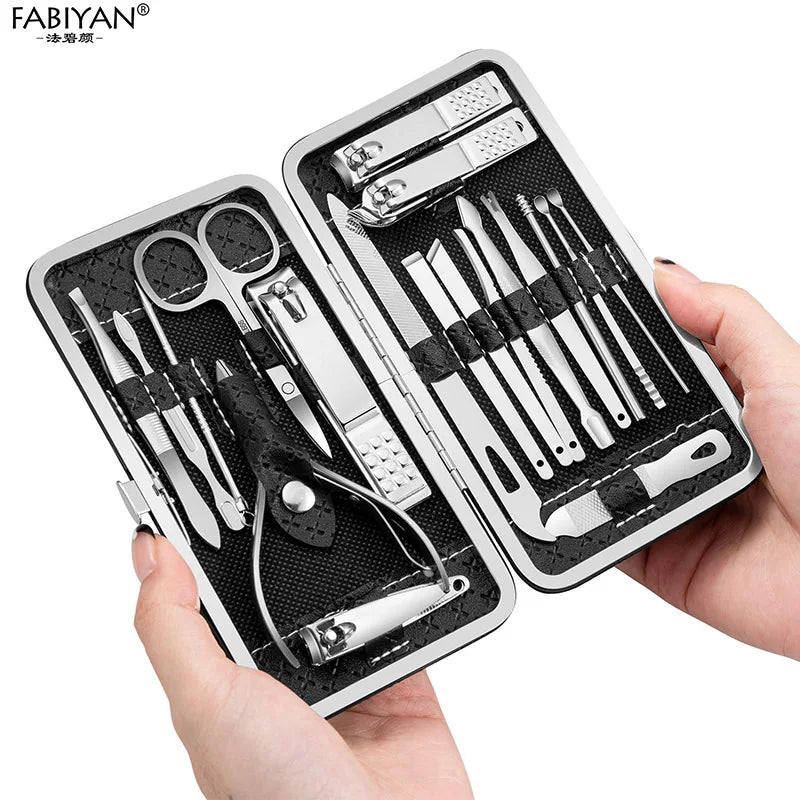 9pcs/16pcs/19pcs  Stainless Steel Nail Clipper Kits Pedicure Tool Nail Cutter Set With PU Bag