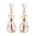S925 Silver Needle Pearl Jewelry Chinese Style Pipa Design Natural  Freshwater Pearl Earrings