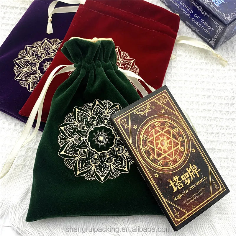 13x18cm Velvet Tarot Card Storage Bag Velvet & Satin Drawstring Pouch for Tarot & Oracle Cards