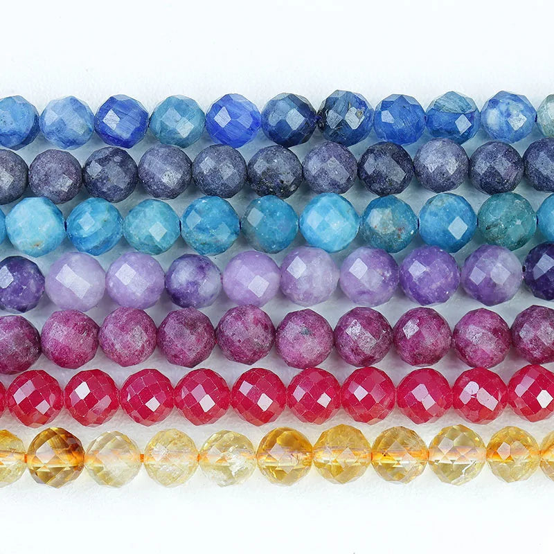Wholesale Natural Faceted Round Gemstone Loose Beads Cut Stone Bead Strand for DIY Jewelry Making 6MM 8MM 38CM MegaBDM