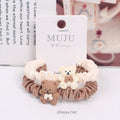 Korean Fashion 2-Piece Scrunchie Set for Kids Bear Head Hair Tie Stylish & Sweet Hair Accessories for Girls Rapid Sample