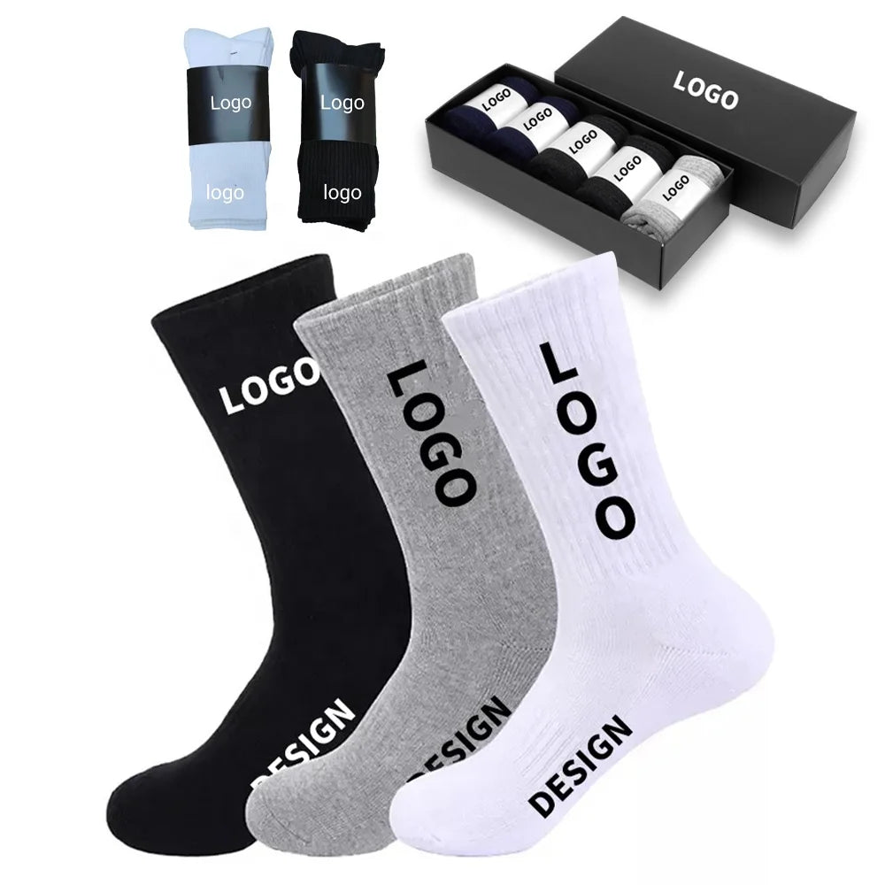 Custom Design Cotton Basketball Socks with Customized Pattern Logo Athletic Crew Socks
