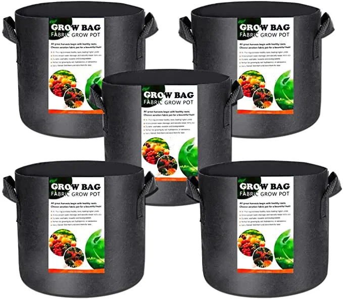 Factory Direct 5-Gallon Durable Felt Fabric Rolls Breathable Nursery Planting Bags with Handles Reusable for Pot Sales
