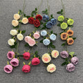 AF10402 Hot Sale 3 Heads Artificial Silk Rose Bouquet Flowers for Wedding Bouquet Bridal