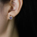 Daidan Earrings Zircon Earrings Women Colorful Gold Plated Stud Purple Red Square Stud Earring