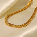 New INS Style Gold Weaving Premium Simplicity Versatile Fashion Waterproof Stainless Steel Plated 18K True Gold Necklace Jewelry