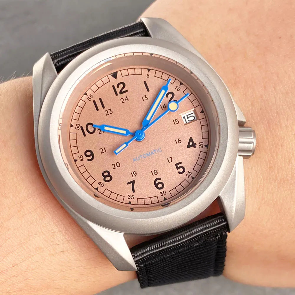 Tandorio Dive Field Wristwatch 200M Waterproof Clock NH35 Nologo Mechanical Watch for Men Black Edge Hand 3.8 Crown