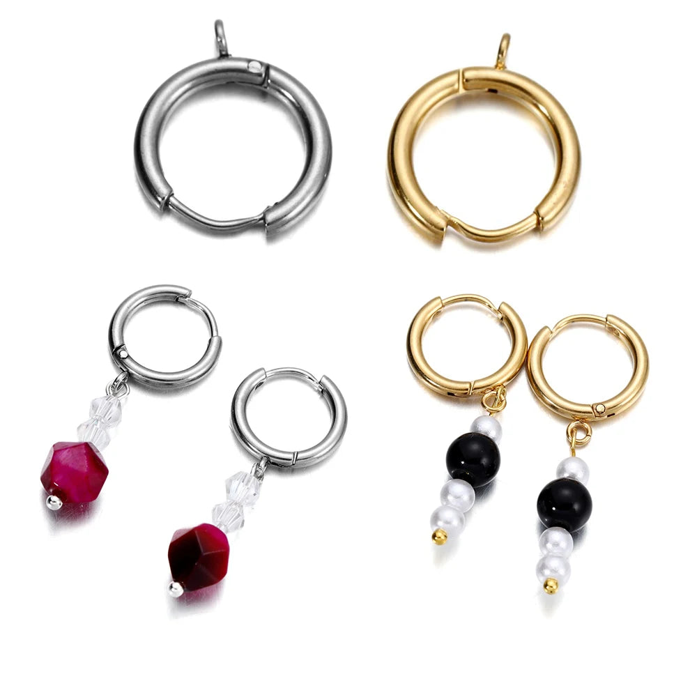 25mm Wholesale Fashion Earrings Stainless Steel Earring Jewellery Silver Findings Jewelry Earring Hoop Making Accessories