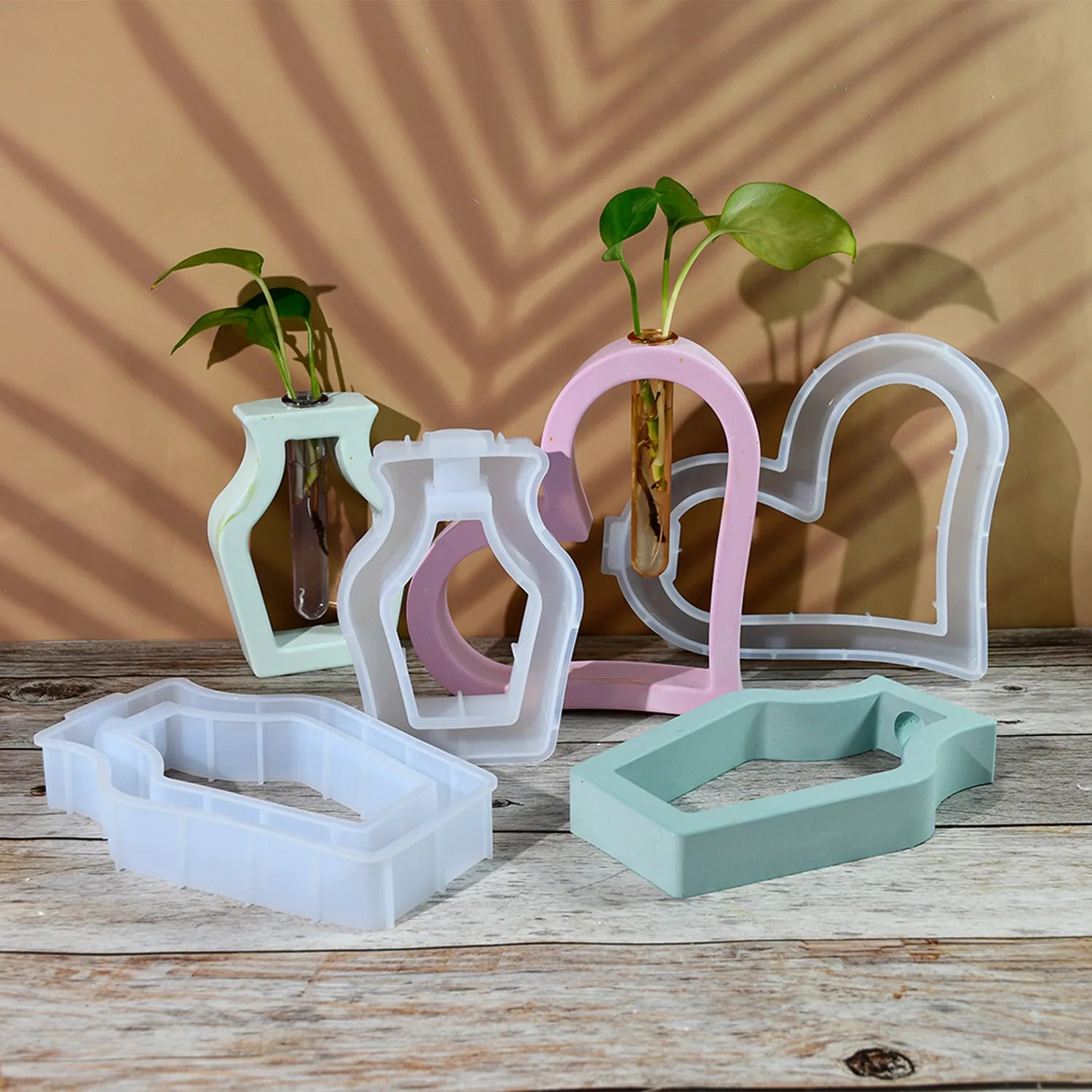 Diy Geometric Hollow Hydroponic test Tube Vase Silicone Mold Three-dimensional Flower Arrangement Decoration Drops Glue Mold